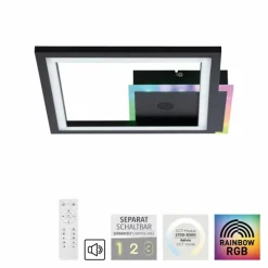 Plafonnier Leuchten-Direkt MUSIKA LED Noir, 1 lumière, Télécommandes, Changeur de couleurs