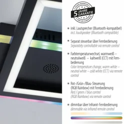 Plafonnier Leuchten-Direkt MUSIKA LED Noir, 1 lumière, Télécommandes, Changeur de couleurs