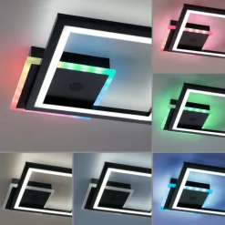 Plafonnier Leuchten-Direkt MUSIKA LED Noir, 1 lumière, Télécommandes, Changeur de couleurs