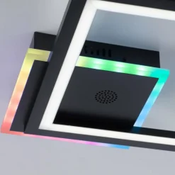Plafonnier Leuchten-Direkt MUSIKA LED Noir, 1 lumière, Télécommandes, Changeur de couleurs