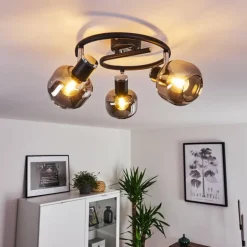 Plafonnier Lexington Chrome, Noir, 3 lumières