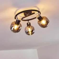 Plafonnier Lexington Chrome, Noir, 3 lumières