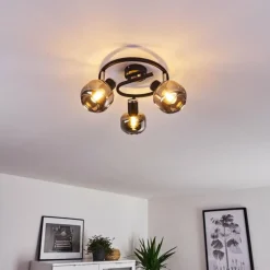 Plafonnier Lexington Chrome, Noir, 3 lumières