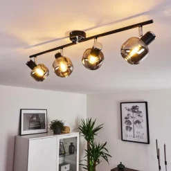 Plafonnier Lexington Chrome, Noir, 4 lumières