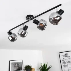 Plafonnier Lexington Chrome, Noir, 4 lumières