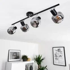 Plafonnier Lexington Chrome, Noir, 4 lumières