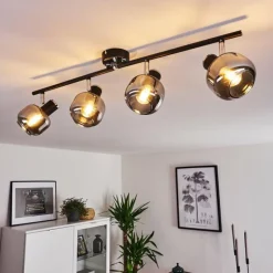 Plafonnier Lexington Chrome, Noir, 4 lumières