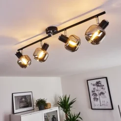 Plafonnier Lexington Chrome, Noir, 4 lumières