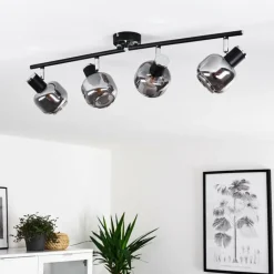 Plafonnier Lexington Chrome, Noir, 4 lumières