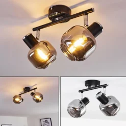 Plafonnier Lexington Chrome, Noir, 2 lumières