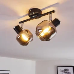 Plafonnier Lexington Chrome, Noir, 2 lumières