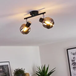 Plafonnier Lexington Chrome, Noir, 2 lumières