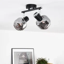 Plafonnier Lexington Chrome, Noir, 2 lumières