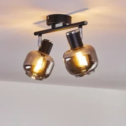 Plafonnier Lexington Chrome, Noir, 2 lumières