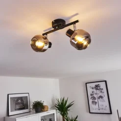 Plafonnier Lexington Chrome, Noir, 2 lumières