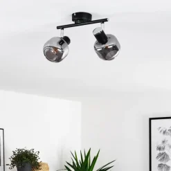 Plafonnier Lexington Chrome, Noir, 2 lumières