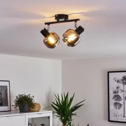 Plafonnier Lexington Chrome, Noir, 2 lumières