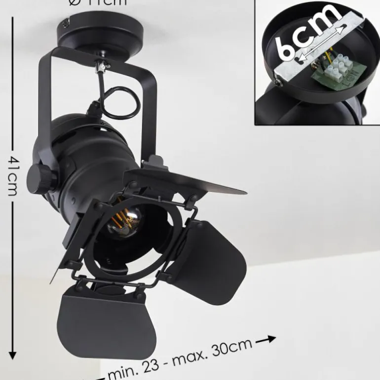 Plafonnier Lichinga Noir, 1 lumière