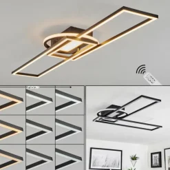 Plafonnier Lillavois LED Noir, 1 lumière, Télécommandes