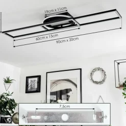 Plafonnier Lillavois LED Noir, 1 lumière, Télécommandes