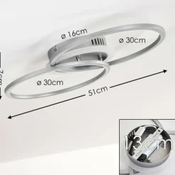 Plafonnier Lithgow LED Argenté, 1 lumière