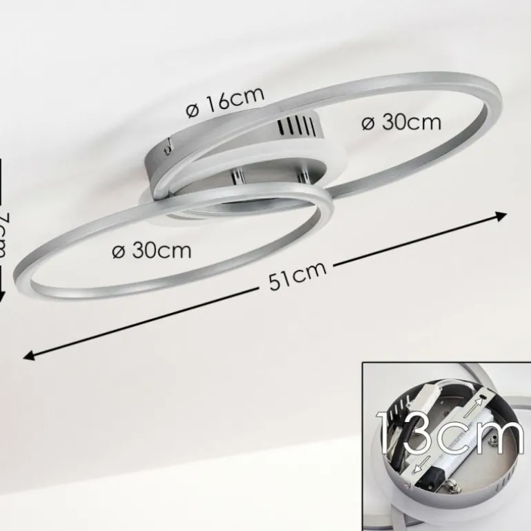 Plafonnier Lithgow LED Argenté, 1 lumière