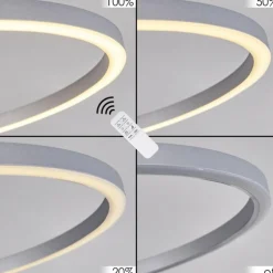 Plafonnier Lithgow LED Argenté, 2 lumières, Télécommandes, Changeur de couleurs