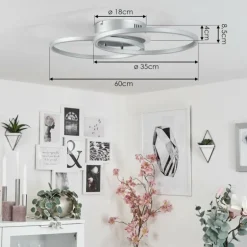 Plafonnier Lithgow LED Argenté, 2 lumières, Télécommandes, Changeur de couleurs