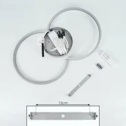 Plafonnier Lithgow LED Argenté, 2 lumières, Télécommandes, Changeur de couleurs