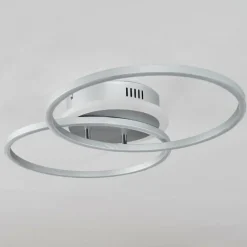 Plafonnier Lithgow LED Argenté, 2 lumières, Télécommandes, Changeur de couleurs