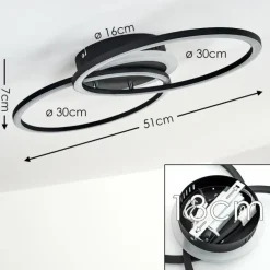 Plafonnier Lithgow LED Noir, 1 lumière