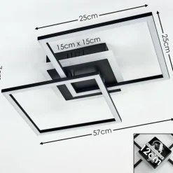 Plafonnier Lithgow LED Noir, 1 lumière