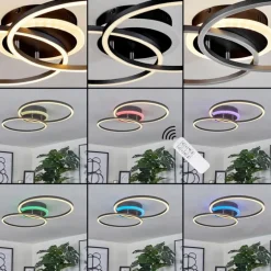 Plafonnier Lithgow LED Noir, 2 lumières, Télécommandes, Changeur de couleurs