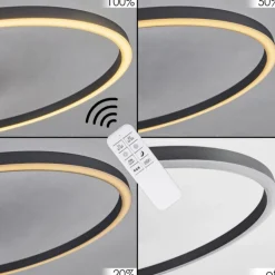 Plafonnier Lithgow LED Noir, 2 lumières, Télécommandes, Changeur de couleurs