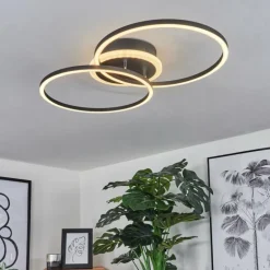 Plafonnier Lithgow LED Noir, 2 lumières, Télécommandes, Changeur de couleurs