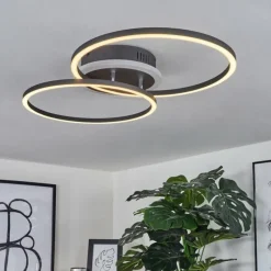 Plafonnier Lithgow LED Noir, 2 lumières, Télécommandes, Changeur de couleurs