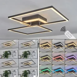 Plafonnier Lithgow LED Noir, 2 lumières, Télécommandes, Changeur de couleurs