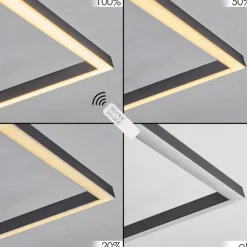 Plafonnier Lithgow LED Noir, 2 lumières, Télécommandes, Changeur de couleurs