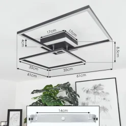 Plafonnier Lithgow LED Noir, 2 lumières, Télécommandes, Changeur de couleurs