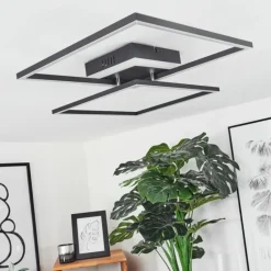 Plafonnier Lithgow LED Noir, 2 lumières, Télécommandes, Changeur de couleurs