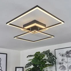 Plafonnier Lithgow LED Noir, 2 lumières, Télécommandes, Changeur de couleurs