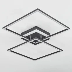 Plafonnier Lithgow LED Noir, 2 lumières, Télécommandes, Changeur de couleurs