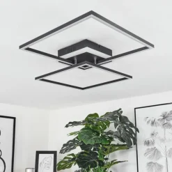 Plafonnier Lithgow LED Noir, 2 lumières, Télécommandes, Changeur de couleurs