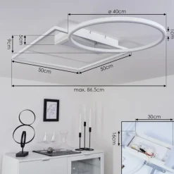 Plafonnier Loftheim LED Chrome, Blanc, 1 lumière