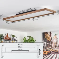 Plafonnier Longvic LED Couleur bois, Noir, 1 lumière