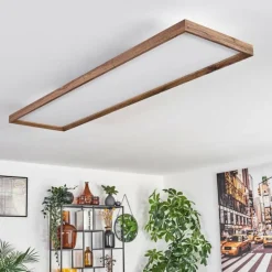 Plafonnier Longvic LED Couleur bois, Noir, 1 lumière