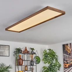 Plafonnier Longvic LED Couleur bois, Noir, 1 lumière