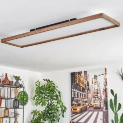 Plafonnier Longvic LED Couleur bois, Noir, 1 lumière