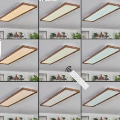 Plafonnier Longvic LED Couleur bois, Noir, 1 lumière, Télécommandes