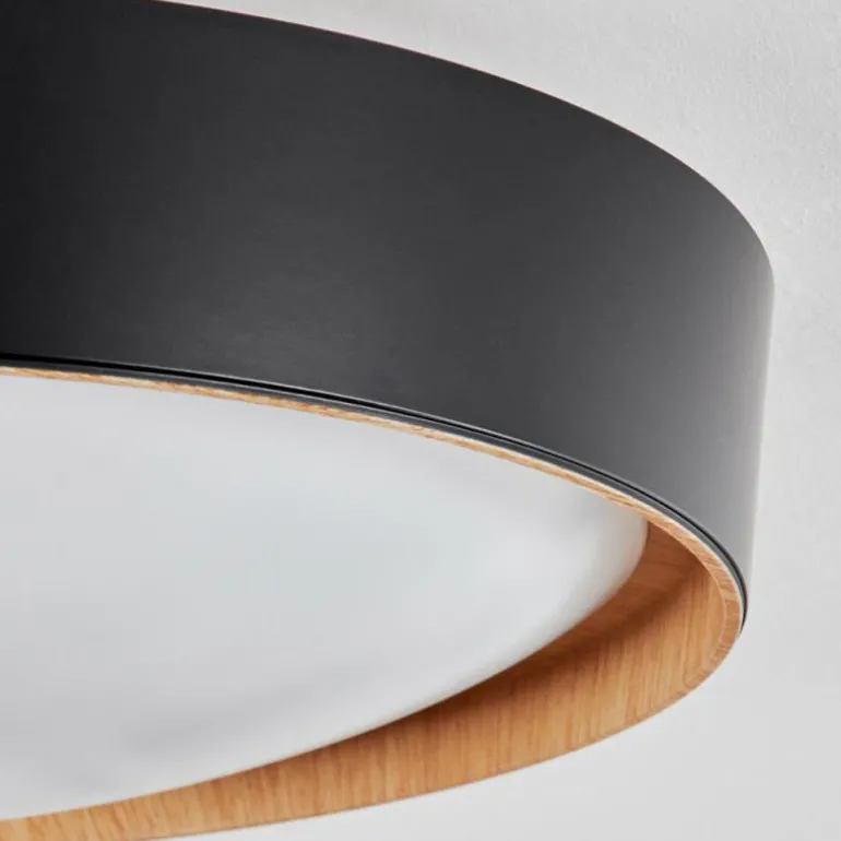 Plafonnier Louea LED Brun, Couleur bois, Noir, 1 lumière